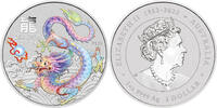 Australien 1$ 1 oz Silver Coin Lunar III - White Dragon Brisbane Coin Show Special -