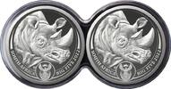 Südafrika 10 Rand 2022 2 x 1 oz Silver Coins Big Five Series II - Rhino - Double Capsule - Set Proof