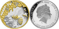 Niue 1$ 1 oz Silver Coin Honey Bee - Gilded -