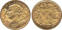 Schweiz Goldmünze Vreneli - seltener Jahrgang   prägefrisch 20 Franken 1926 