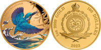Niue 100$ 1 oz Gold Coin Azure Kingfisher -