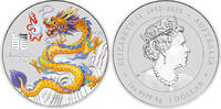 Australien 1$ 1 oz Silver Coin Lunar III - Yellow Dragon Melbourn Coin Show Special -
