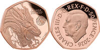 Gro&szlig;britannien 50 Pence 2026 Gold Coin Game of Thrones - Fire PP 3650,00 EUR  Excl. 40,00 EUR Verzending
