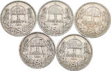 Kaisertum Österreich Lot 5 Stück 1 Korona 1893 KB, Kremnitz Franz Joseph I. 1848-1916 s bis VF-