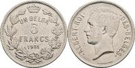 Belgien 5 Francs (= 1Belga) Albert I. 1918-1934 -