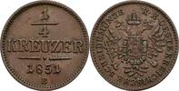 Kaisertum Österreich 1/4 Kreuzer 1851 B, Kremnitz Kaiser Franz Joseph I. 1848-1916 EF