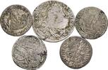 RDR Habsburg Lot 5 Stück Silber Kleinmünzen Joseph I., EH Sigismund Franz, Ferdinand II., Franz I. Stephan -