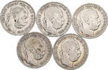 Kaisertum Österreich Lot 5 Stück 1 Korona 1893 KB, Kremnitz Franz Joseph I. 1848-1916 s bis VF-