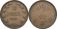 Finnland Großfürstentum (1809-1917) 10 Penniä Alexander III. 1881-1894 -