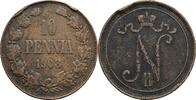 Finnland Großfürstentum (1809-1917) 10 Penniä Nikolaj II. 1894-1917 -