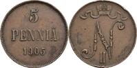 Finnland Großfürstentum 5 Penniä Nikolaj II. 1894-1917 -