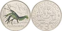 Österreich, 2. Republik 3 Euro Flusskrebs / Farbmotiv -