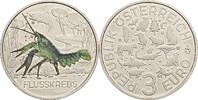 Österreich, 2. Republik 3 Euro Flusskrebs / Farbmotiv -