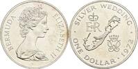 1 Dollar 1972 Bermuda 25. Hochzeitstag von Königin Elisabeth und Prinz Philipp PP angelaufen