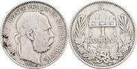 Kaisertum Österreich 1 Korona 1892 KB, Kremnitz Franz Joseph I. s / VF