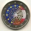 Gekleurde euromunten 2 Euro Letland 2015 Voorzitter Eu gekleurd -