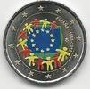 Gekleurde euromunten 2 Euro Spanje 2015 Europese Vlag Gekleurd -