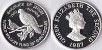 Jersey 2 pounds Jersey 1987 2 pounds 'Wild life-Pink Pigeon' Zilver -