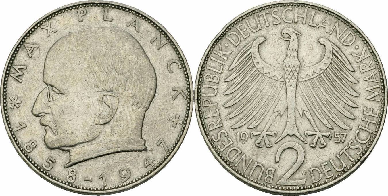 2 Mark Deutschland BRD 2 Deutsche Mark 1957 G Karlsruhe Max Planck 18581947 Jaeger 392 VF MA 2 Mark Deutschland BRD 2 Deutsche Mark 1957 G Karlsruhe Max Planck 18581947 Jaeger 392 VF MA