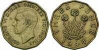 Großbritannien Three Pence Großbritannien George VI. 3 Three Pence 1944 Thrift Plant Allium Porrum KM # 849 -