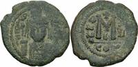 Byzanz Follis Byzanz Mauricius Tiberius Follis Constantinopolis 588/589 Helm Kreuz Sear 494 B -