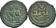 Byzanz Follis Byzanz Justinus II Follis Nicomedia 571/572 Sophia Thron Kreuz Zepter Sear 369 A -