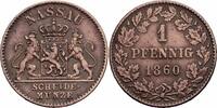 Nassau 1 Pfennig Nassau Herzogtum Adolph 1 Pfennig 1860 Kupfer Scheidemünze AKS 75 Jaeger 57 -