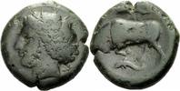 Sizilien Hemilitron Agathokles Syrakus Sizilien AE Hemilitron Kore Stier Delphin CNS 96 SNG ANS 561 -