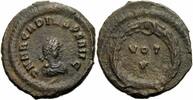 Römisches Kaiserreich 1/2 Centenionalis Arcadius Nummus Constantinopolis 383 VOT V Lorbeerkranz Wreath Vota RIC 62 (b) -